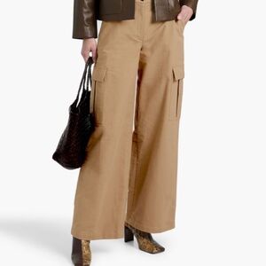Women’s Theory Tan Cargo Pants Wide-Leg Relaxed Fit